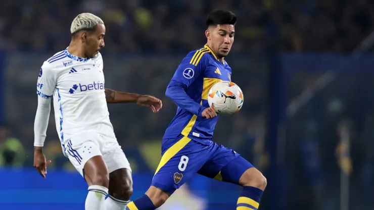 Pol Fernández, en el partido de ida entre Boca y Cruzeiro.