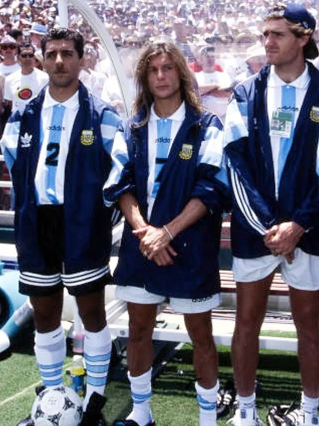 Vázquez, Caniggia y Franco en el Mundial 94. El cordobés acompañó a la delegación. Foto Web.
