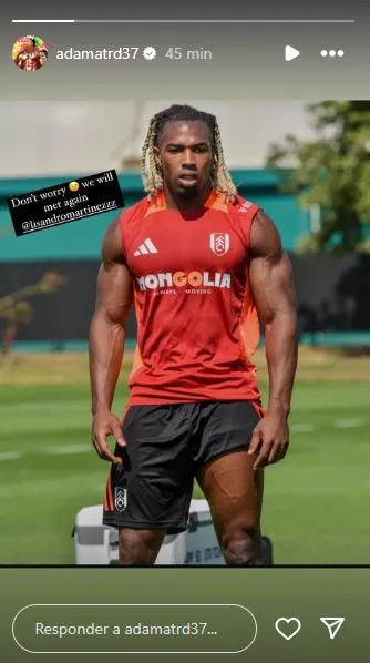 La amenaza de Adama Traoré a Lisandro Martínez (Instagram @adamatrd37).