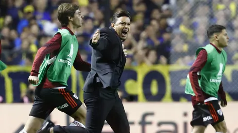 Marcelo Gallardo celebra la eliminación a Boca de la Libertadores 2019.