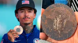 El skater Nyjah Huston mostró el deterioro que sufrió su medalla de bronce ganada en París 2024.