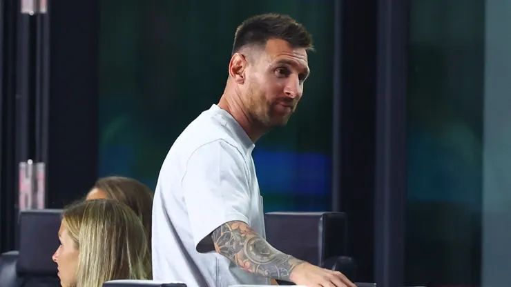 Lionel Messi, en uno de los partidos de Inter Miami en el palco del Chase Stadium.