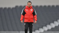 Gallardo en su primer entrenamiento en River.
