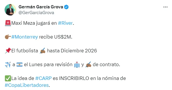 Posteo de Germán García Grova.