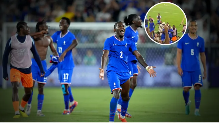 Los jugadores franceses celebraron en la cara de los hinchas argentinos.