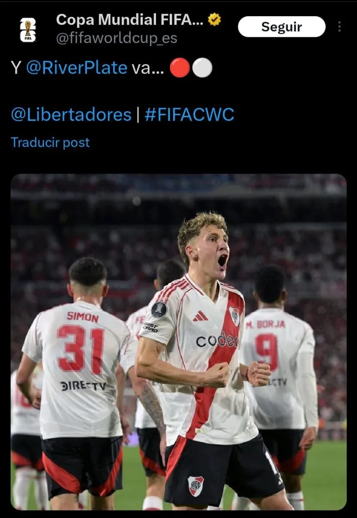 El posteo de FIFA al triunfo ante River.