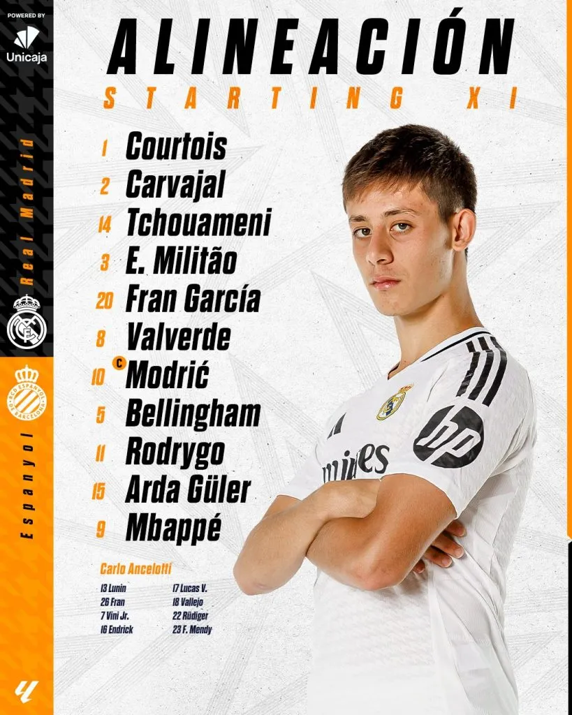 Los once titulares del Real Madrid (X @realmadrid).