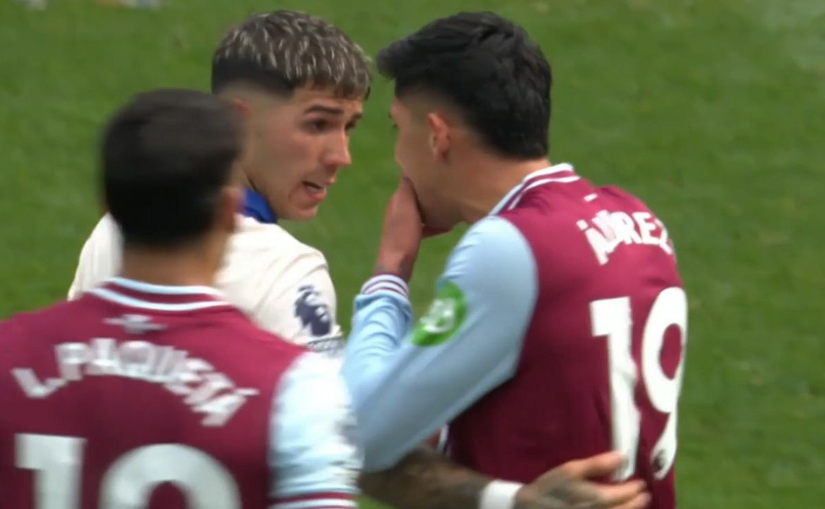 El fuerte cruce entre Enzo Fernández y Edson Álvarez: 