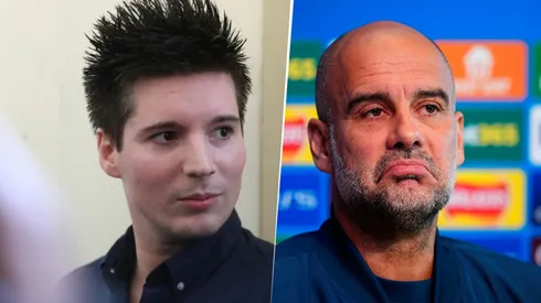 Rui Pinto, el creador de Football Leaks, y Pep Guardiola, DT del Manchester City.