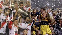 River celebra la Libertadores 2015 y Boca la de 2007.