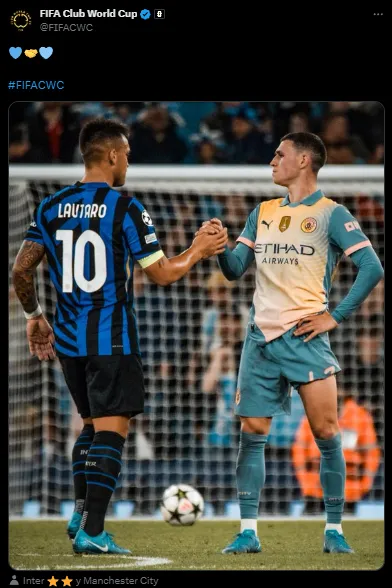 La publicación que hizo la cuenta del Mundial de Clubes sobre Manchester City (X @FIFACWC).