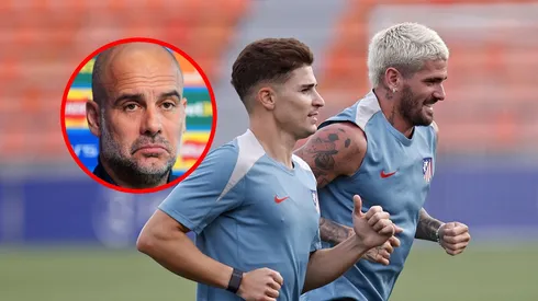 Julián Álvarez, junto a Rodrigo de Paul, quien le respondió a Pep Guardiola.