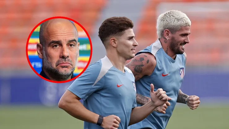 Julián Álvarez, junto a Rodrigo de Paul, quien le respondió a Pep Guardiola.