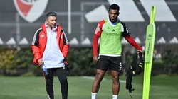 Gallardo y Borja en el entrenamiento de River.