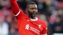 Djibril Cissé, en un partido de Leyendas del Liverpool en marzo 2024.