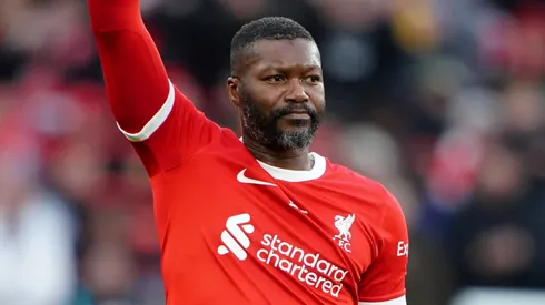 Djibril Cissé, en un partido de Leyendas del Liverpool en marzo 2024.