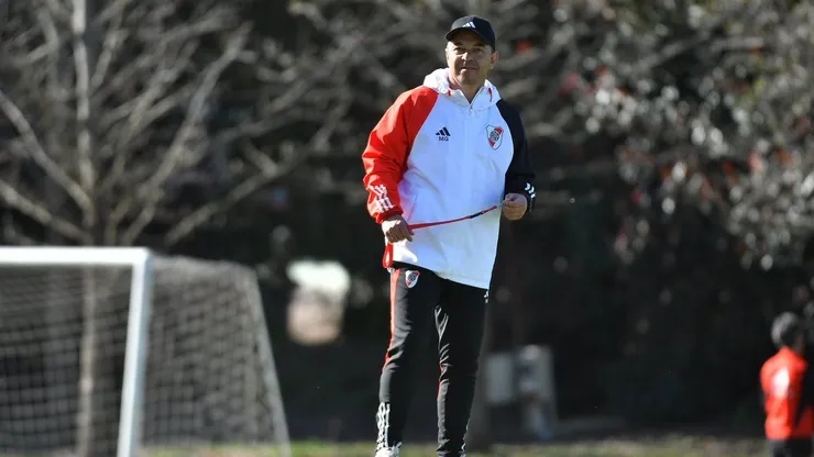Marcelo Gallardo en el entrenamiento de River.