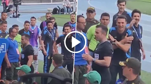 Trascendió una nueva imagen del momento que Lionel Scaloni y Pablo Aimar protestaron a Piero Maza por el penal que cobró a favor de Colombia.