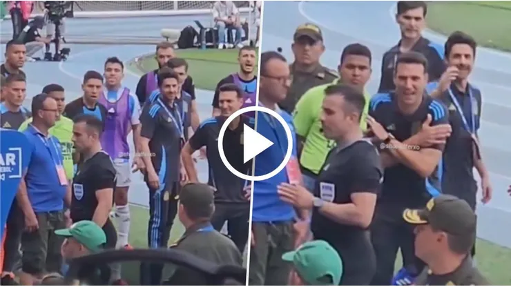 Trascendió una nueva imagen del momento que Lionel Scaloni y Pablo Aimar protestaron a Piero Maza por el penal que cobró a favor de Colombia.