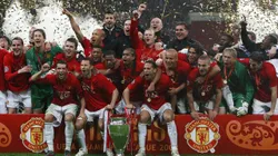 Anderson festejando un título en Manchester United.