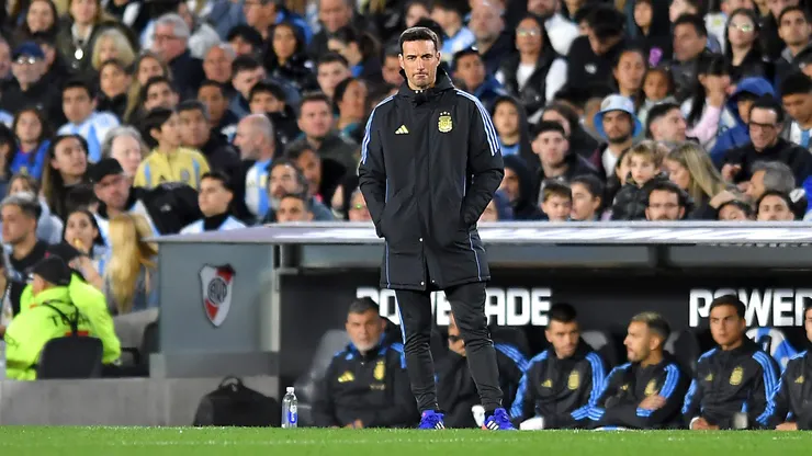Lionel Scaloni durante el partido ante Chile.