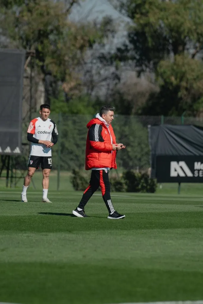 Marcelo Gallardo en el entrenamiento de River.