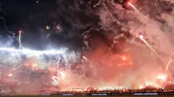 El recibimiento de los hinchas de River ante Atlético Mineiro.