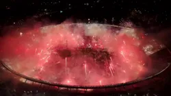 El recibimiento de los hinchas de River ante Atlético Mineiro.