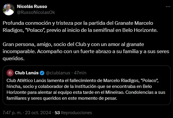 Fuente: X @RussoNicolasOk