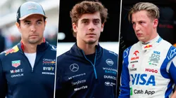 Checo Pérez, Franco Colapinto y Liam Lawson, pilotos actuales de la Fórmula 1.