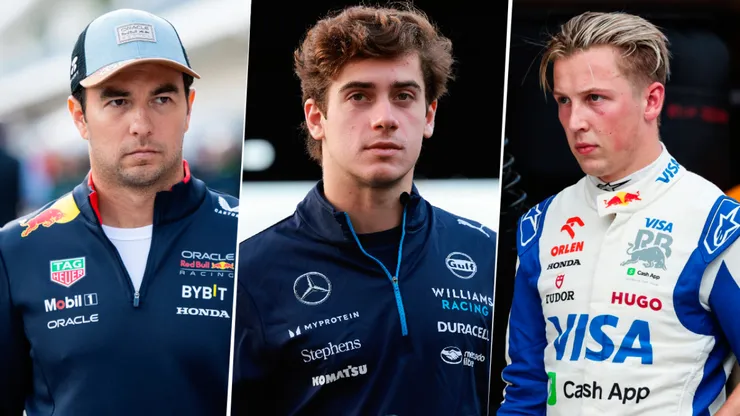Checo Pérez, Franco Colapinto y Liam Lawson, pilotos actuales de la Fórmula 1.