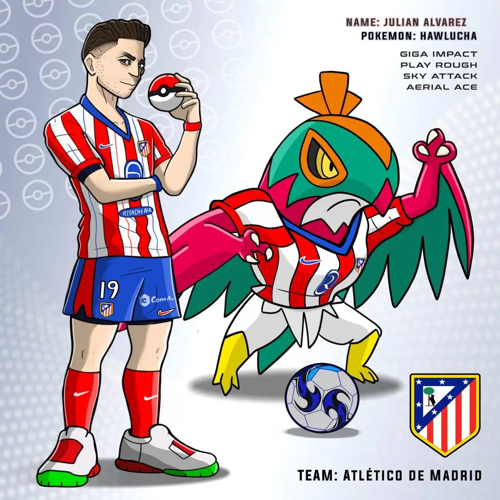 El posteo de Atlético de Madrid comparando a Julián Álvarez con un Pokemón mexicano.
