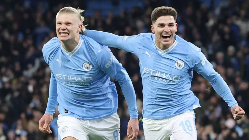 Erling Haaland y Julián Álvarez, en Manchester City (IMAGO / Action Plus).