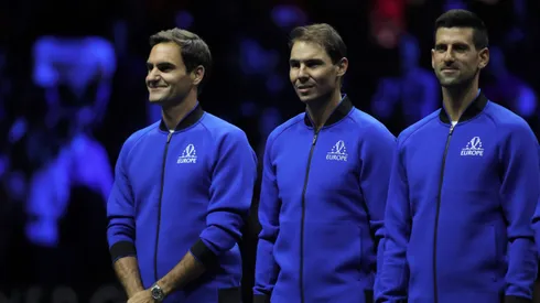 Roger Federer, Rafael Nadal y Novak Djokovic juntos.