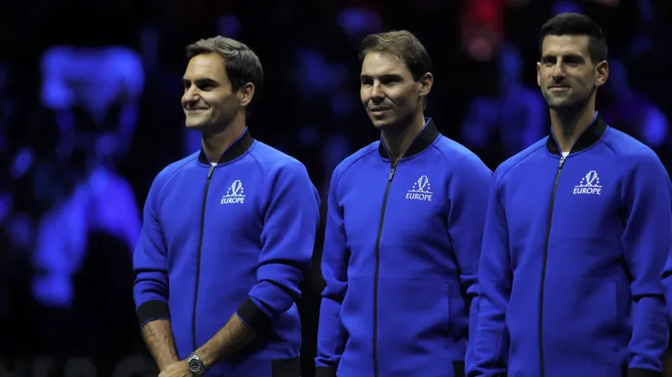 Roger Federer, Rafael Nadal y Novak Djokovic juntos.