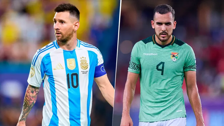 Lionel Messi y Luis Haquín, figuras de Argentina y Bolivia, respectivamente.