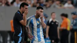 Scaloni y Messi, en un partido de la Selección Argentina.