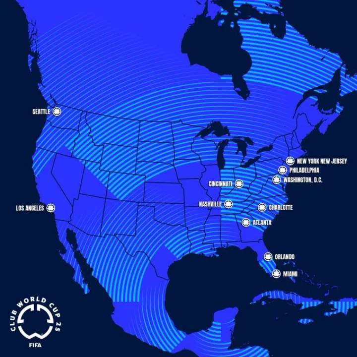 Las sedes del Mundial de Clubes 2025 que se celebrará en Estados Unidos.