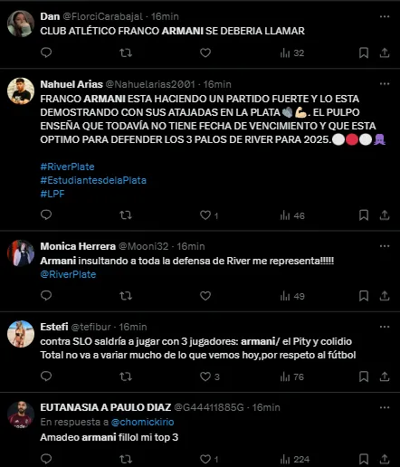 Los elogios a Armani (X).