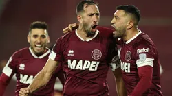 Carlos Izquierdoz festeja su gol contra Liga de Quito en la Copa Sudamericana 2024.