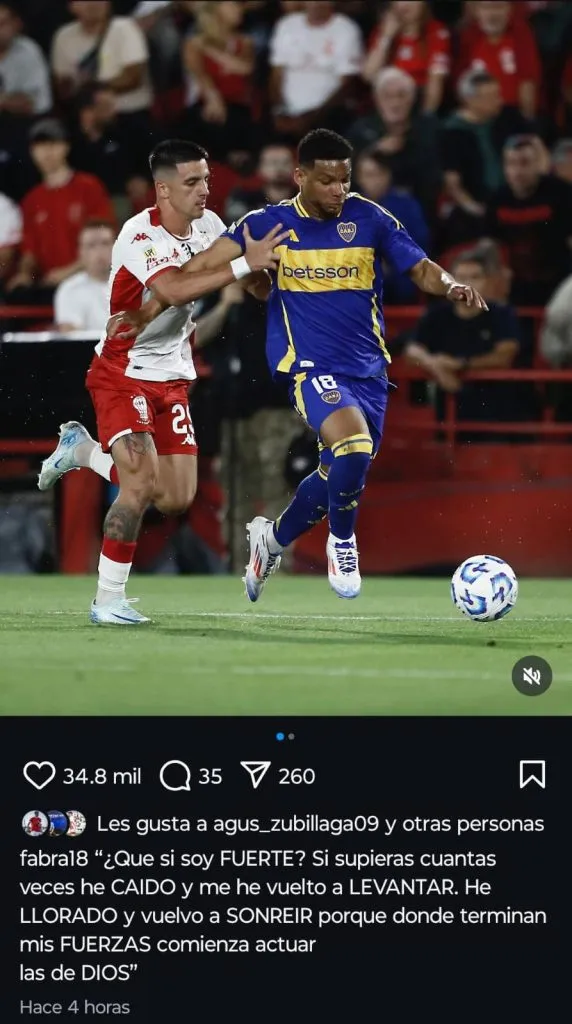 El posteo de Frank Fabra tras volver a la titularidad en Boca.