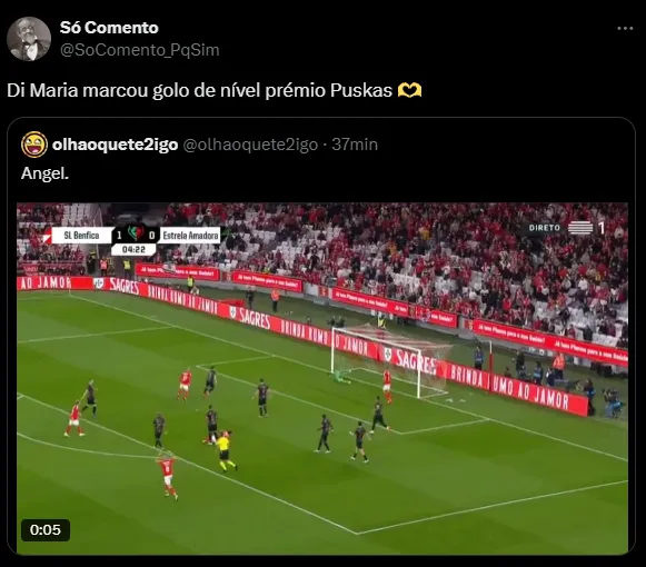 Piden Puskás para Di María después de este golazo de chilena (X @SoComento_PqSim).