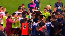 Escándalo entre los jugadores de River e Independiente Rivadavia.