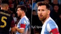Messi se cruzó con Zambrano.