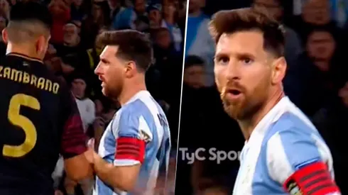 Messi se cruzó con Zambrano.