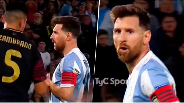 Messi se cruzó con Zambrano.