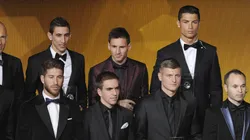 Di María junto a Messi y Cristiano Ronaldo.