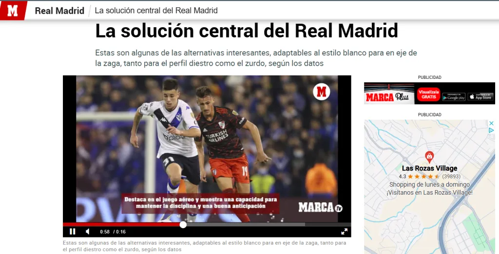 Valentín Gómez aparece como una opción para el Real Madrid según el diario Marca.