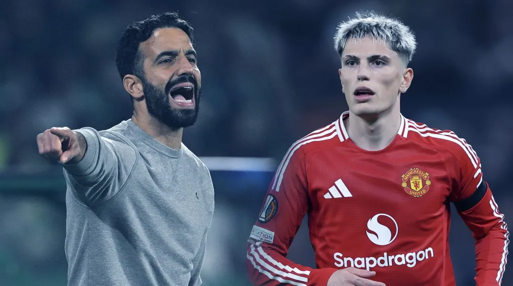 Rúben Amorim dialogó con Alejandro Garnacho. (Getty Images)
