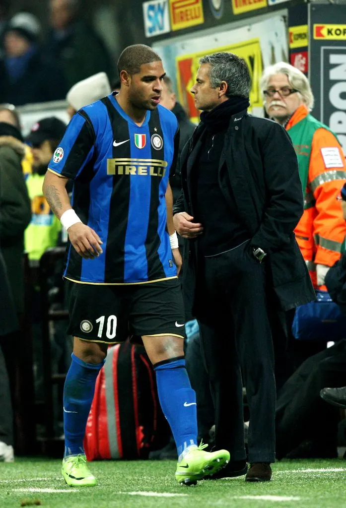 Adriano y José Mourinho durante su estadía en Inter de Milán. (Getty Images)